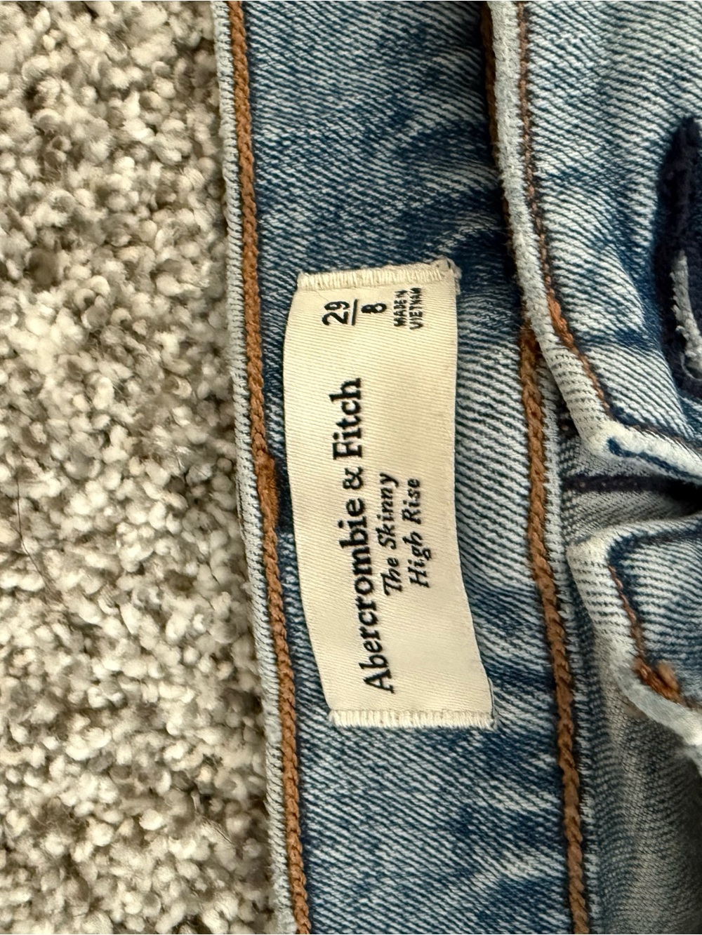 Abercrombie & Fitch Light Blue Slim Straight Jeans with Knee Distress - Picture 2 of 3